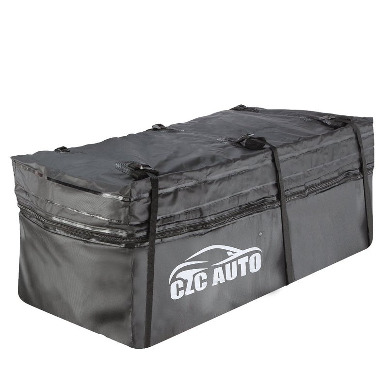 CZC AUTO Expandable Hitch Cargo Carrier Bag 9.5 cu. ft Extends to 11.6 cu. ft, Waterproof/Rainproof/Weatherproof, for Car Truck SUV Vans' Hitch Trays Hitch Baskets, Safe Steady Durable Soft Black - Image 1